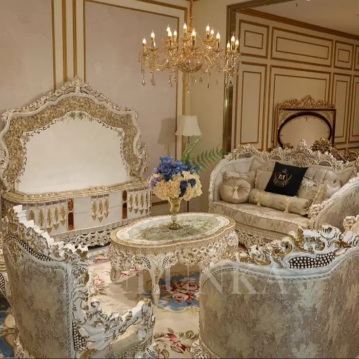 Ensemble de canapé sectionnel moderne de luxe, en bois sculpté royal de haute qualité, modulaire per