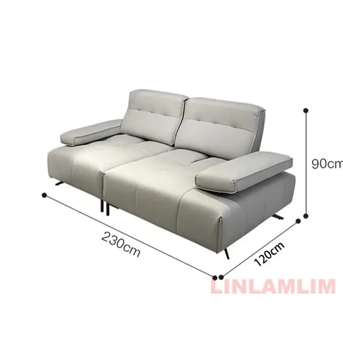 Linlamlim Canapé-lit inclinable électrique moderne – Canapé sectionnel réglable en cuir véritable avec accoudoirs