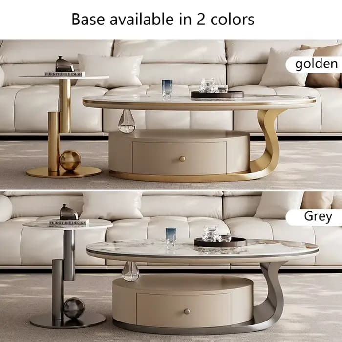 Table Basse Ovale en Acier Inoxydable