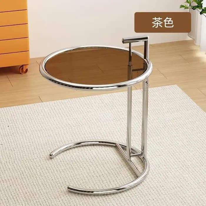 Table à thé transparente rétro en acier inoxydable