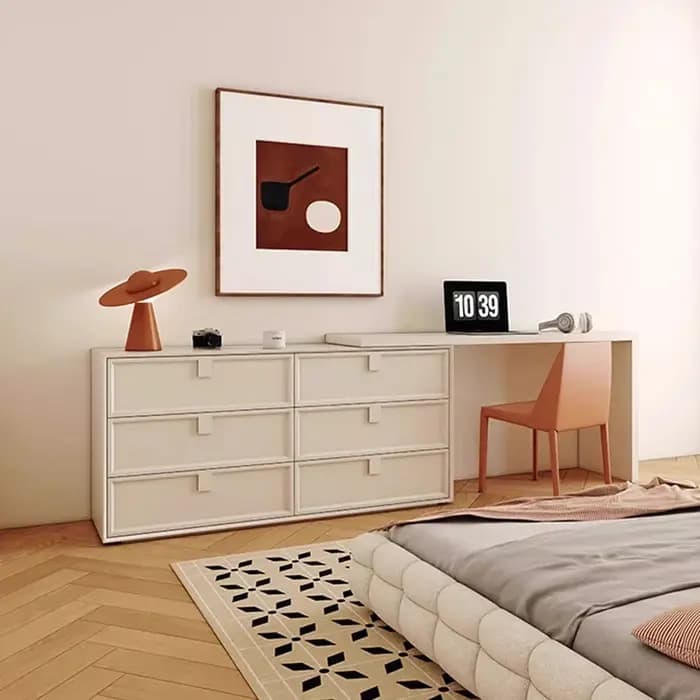 Table de toilette en bois pour chambre à coucher avec accessoires, tiroirs de rangement, chaise de m