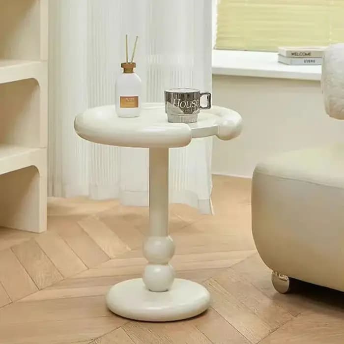 Table à thé ronde nordique Simple de couleur crème