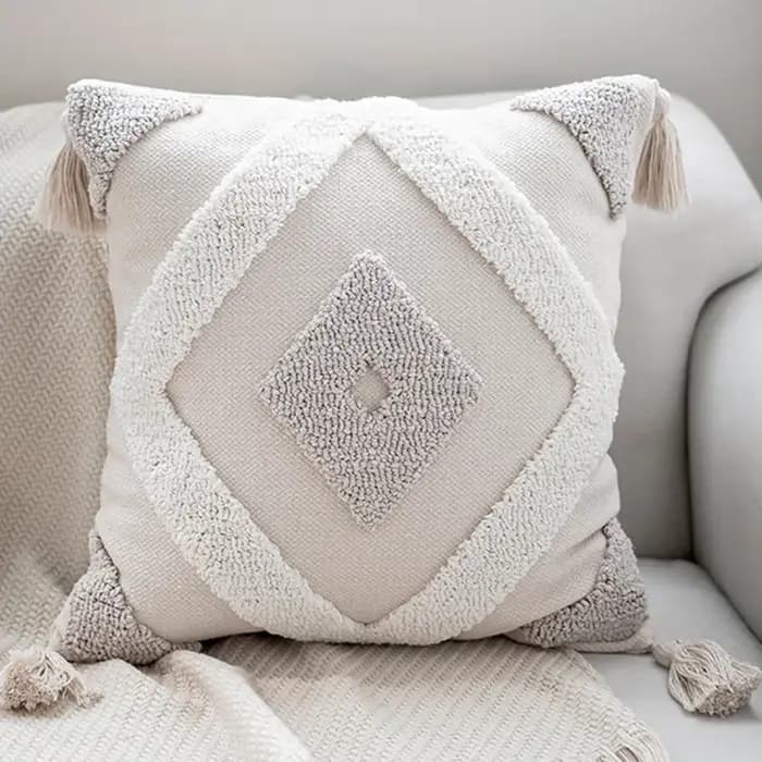 Housse de coussin capitonnée style bohémien