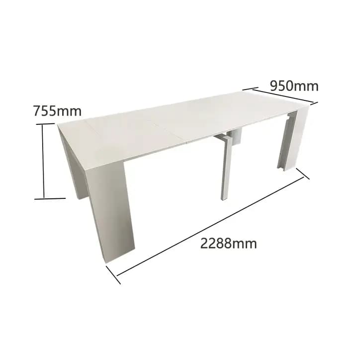 Table à Manger Télescopique Rectangulaire pour 8 Personnes, Petit Ménage Simple, Table Invisible