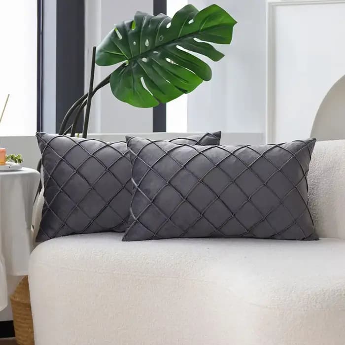 Juste de coussin en velours doux gris