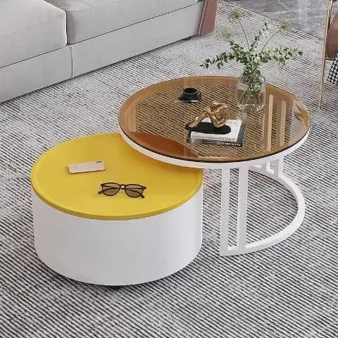 Ensemble de Table basse ronde en bois doré, style nordique moderne, nidification en bois personnalis