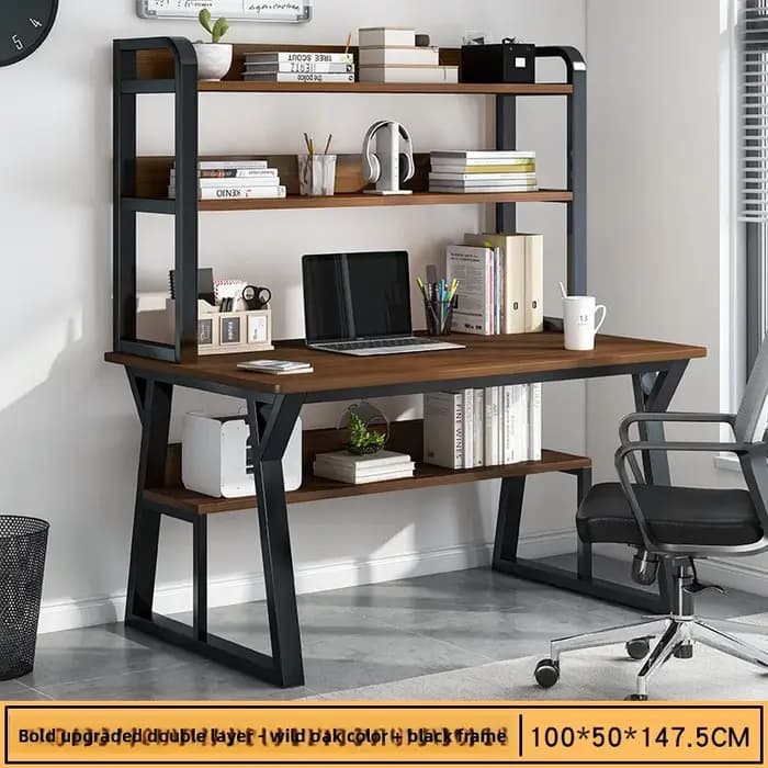 Bureau d'ordinateur stable avec étagère intégrée, bureau d'écriture pour la maison, petit bureau sim