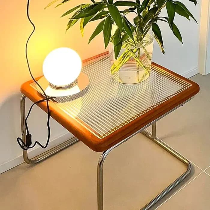 Table basse de Style médiéval rétro avec plateau en verre