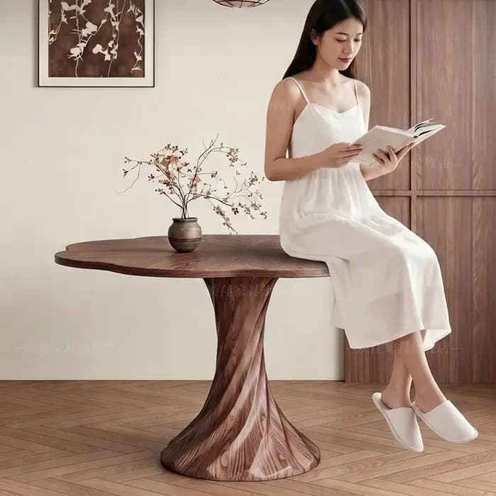 Table de salle à manger ronde en bois
