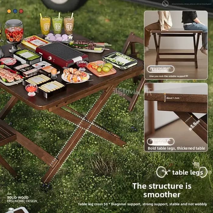 Table à manger pliable en bois massif pour petit appartement