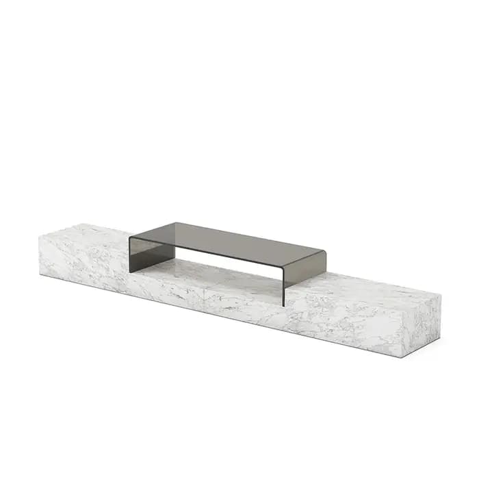 Console TV en marbre de luxe minimaliste sur mesure