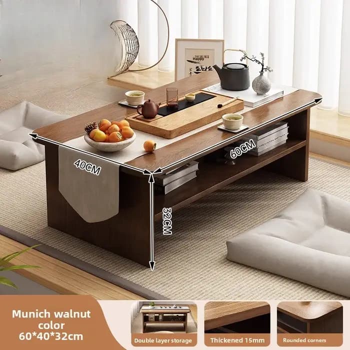 Table basse japonaise à profil bas pour baie vitrée