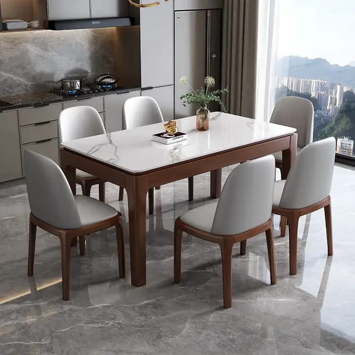 Table à manger nordique en pierre frittée, design de luxe, table à manger blanche japonaise, combina