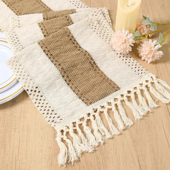 Chemin de Table Boho pour décoration de maison d'été avec glands