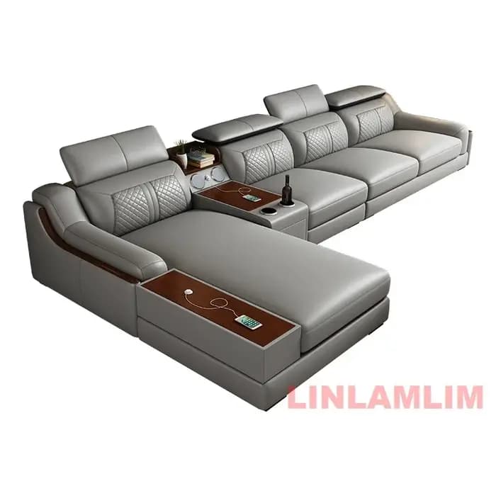 Ensemble de canapés sectionnels modernes en forme de U avec chaise longue