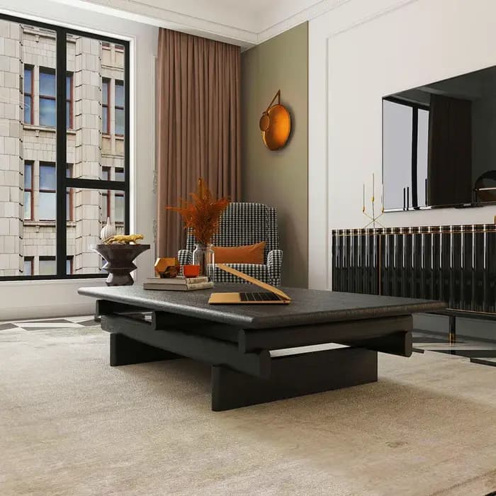 Tables basses en bois massif noir