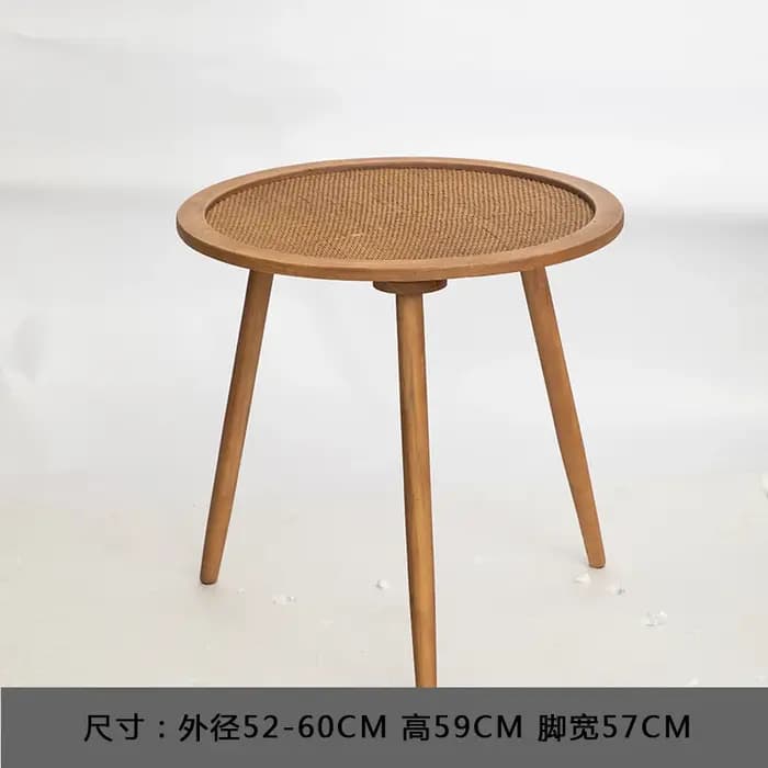 Table basse américaine rétro en rotin tissé naturel