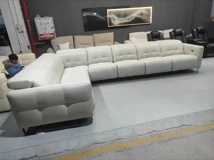 Canapé sectionnel de luxe en cuir véritable, canapé inclinable électrique moderne à double moteur en