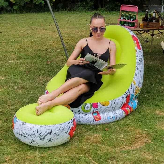 Canapé gonflable + repose-pieds