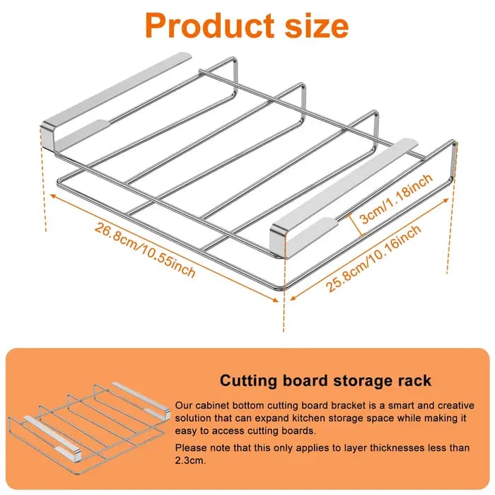 Organisateur de planche à découper sous armoire, support de planche à découper suspendu en acier ino