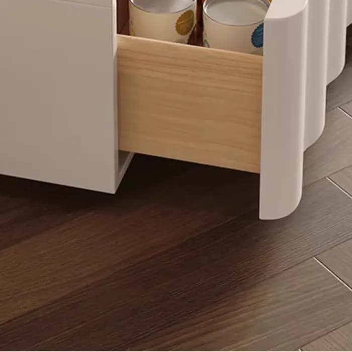 Élégant moderne pieds blancs esthétique meuble TV parfait salon nordique cannelé Design idéal décoration de la maison
