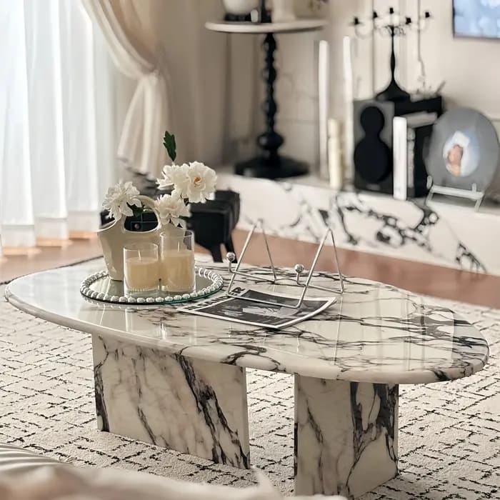 Tables basses nordiques irrégulières, design simple, 120x60cm, tables basses uniques, fines, glamour