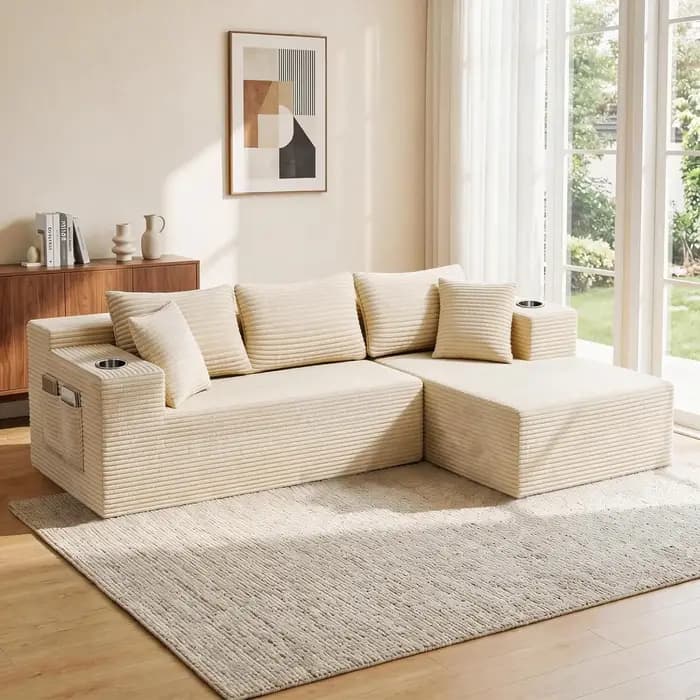 Canapé sectionnel Cloud de 108 pouces avec chaise longue en forme de L, canapé modulaire moderne, ca