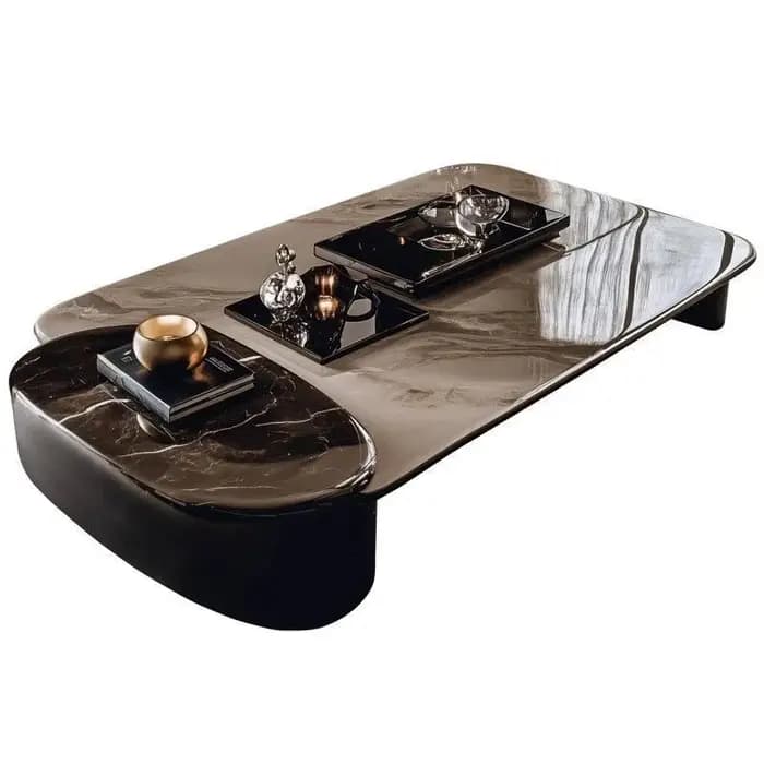 Ensemble de tables basses et d'appoint en pierre microcristalline