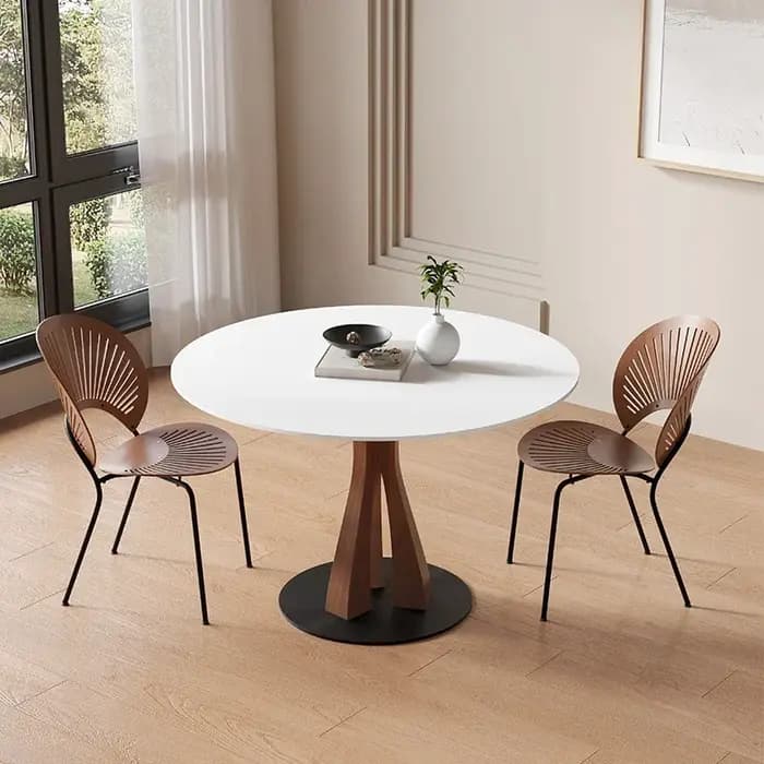 Table à manger nordique en bois massif, plaque de roche, moderne, café, salon, Table ronde, Center,