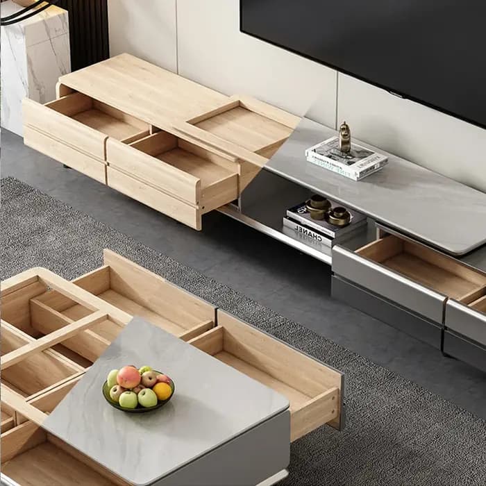 Meuble Tv moderne et esthétique rétractable en bois