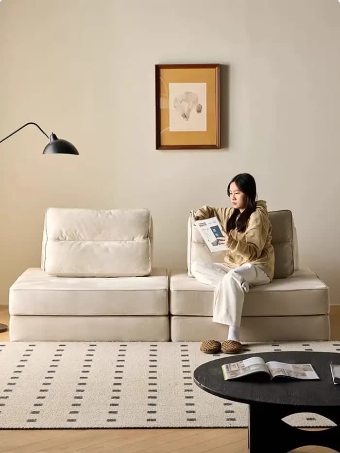 Canapé Modulable DIY de Luxe Moderne avec Fonction Lit d'Angle et Couchage Extensible pour Salon