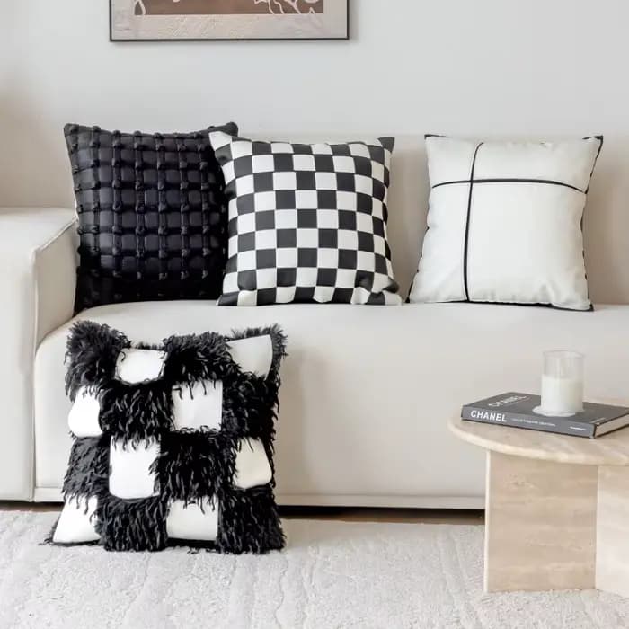 Housse de coussin à carreaux à bulles