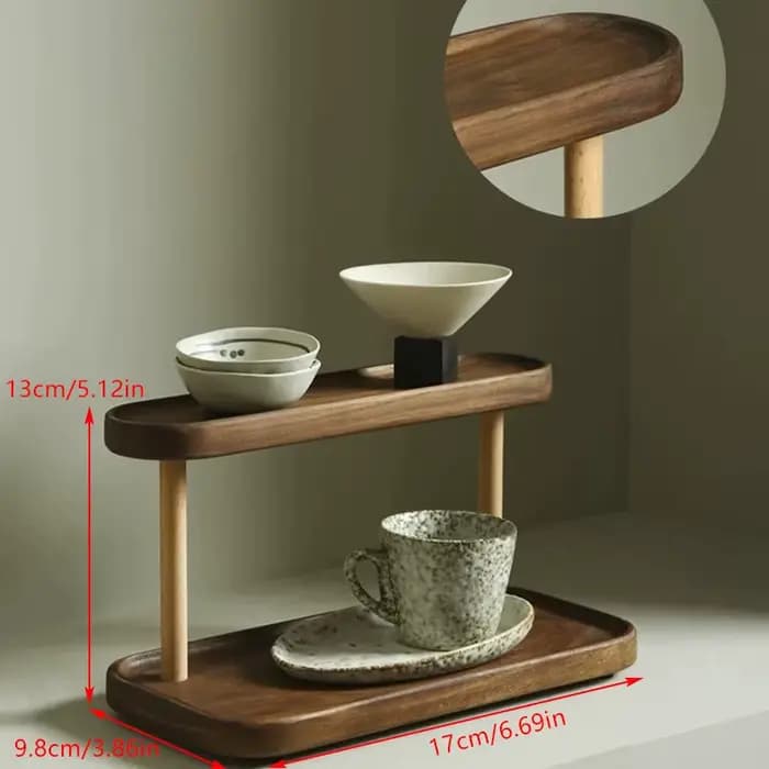 ﹝HOT﹞ Étagère de rangement en bois à 2 niveaux, organisateur de bureau, étagères de présentation de