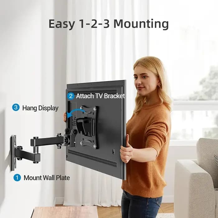Support mural pour téléviseur, support d'angle entièrement articulé pour téléviseur de 10 à 30 pouces, support de moniteur inclinable et orientable, VESA 100x100mm