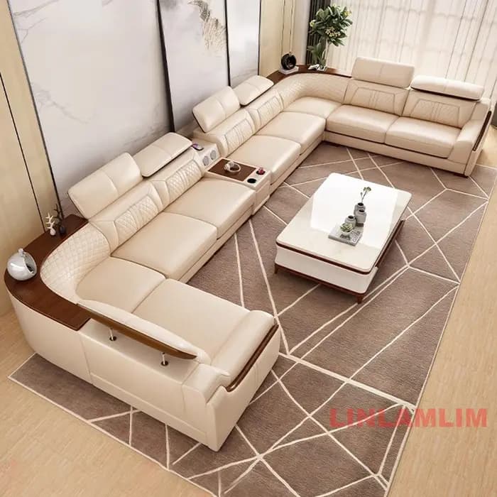 Ensemble de canapés sectionnels modernes en forme de U avec chaise longue