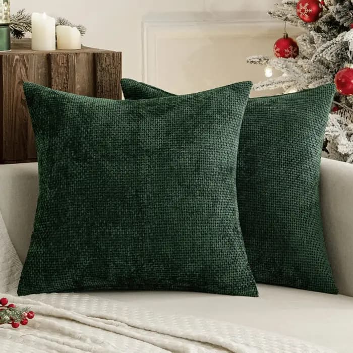 Housses de coussin décoratives en chenille douce neutres 18x18 pouces pour canapé