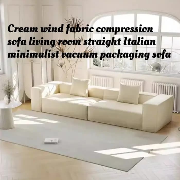 Canapé droit minimaliste italien en tissu couleur crème