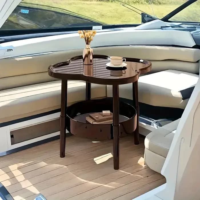 Table d'appoint à 2 niveaux en forme de nuage avec étagère de rangement