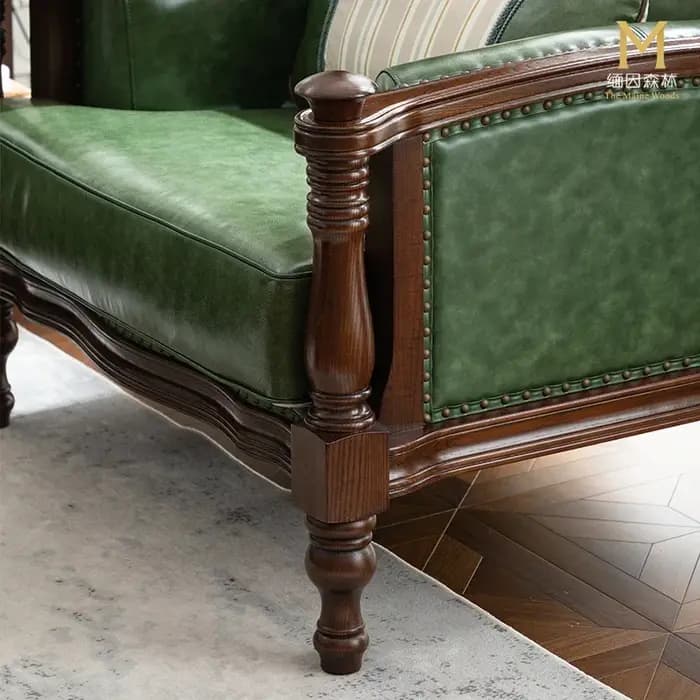 Dos européen salon canapés en cuir vert italien en bois canapé design Double luxe incurvé Divano Sog
