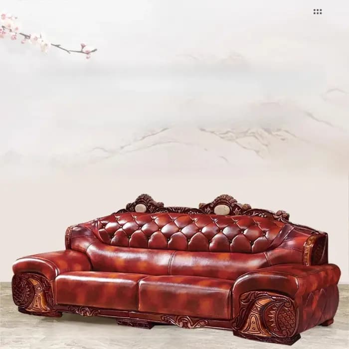 Salon familial salon canapé en cuir véritable bois massif salon canapé confortable élégant canapé Sala De Estar meubles