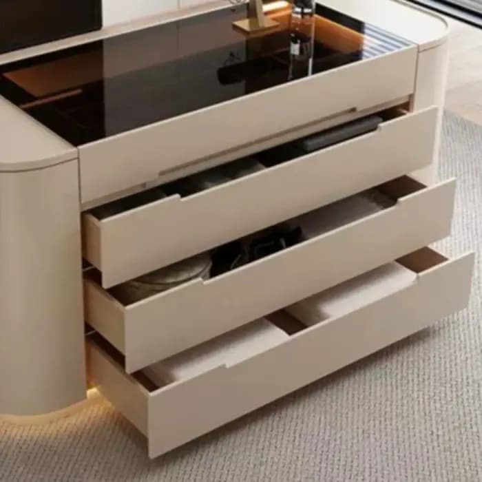 Armoire de rangement nordique avec poignées dissimulées