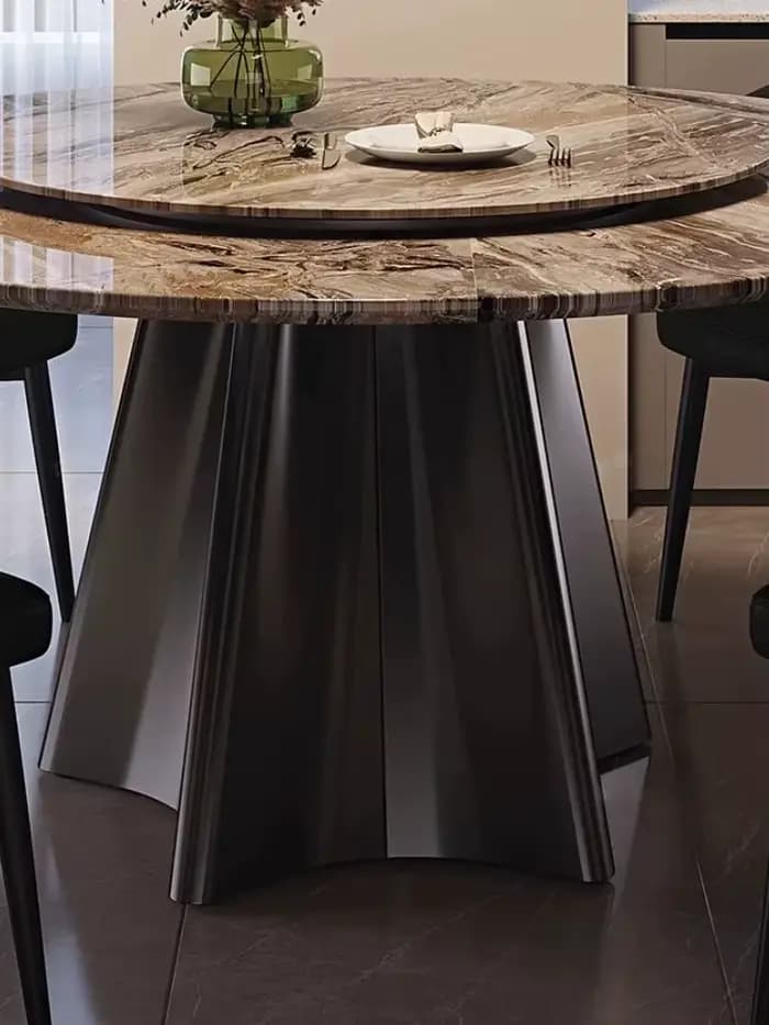 Ensemble table et chaises rondes en marbre de luxe italien, style moderne, pour salon, meubles minimalistes et gain de place, tables à manger