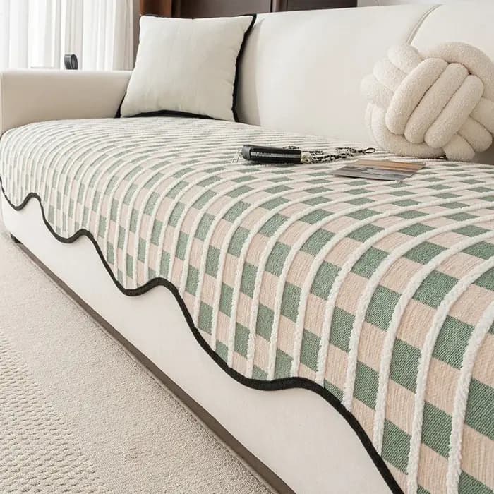 Housse de canapé à motif damier irrégulier