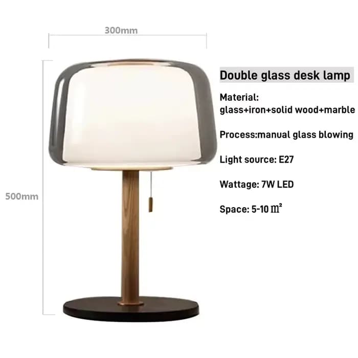 Canapé moderne coin latéral lampadaire nordique Double verre lampe de table chevet étude bureau salo