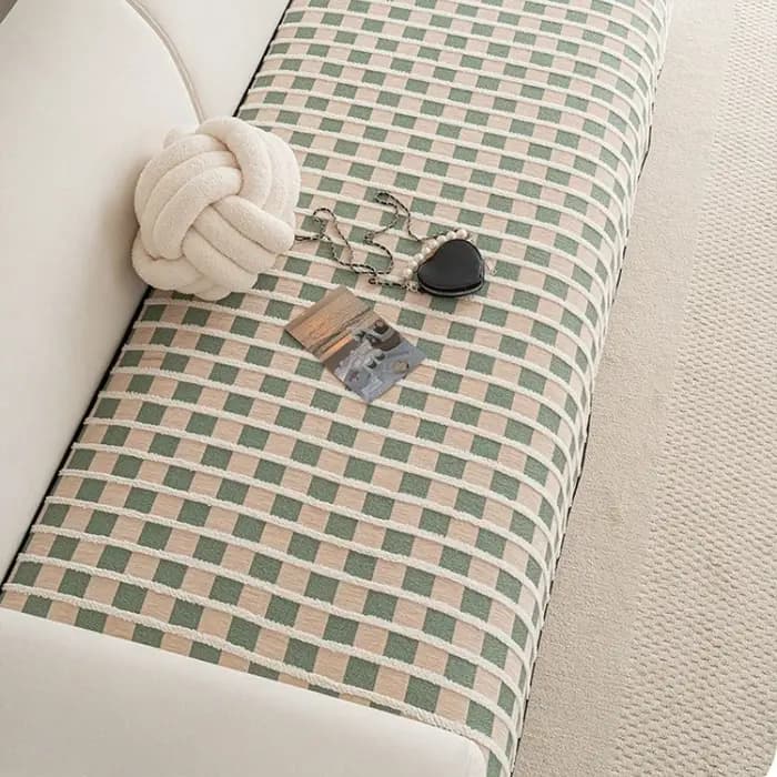 Housse de canapé à motif damier irrégulier