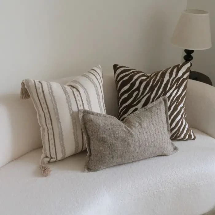 Boho jeter housses de coussin tissé capitonné ferme avec des glands texturés rayé neutre taies d'oreiller décoratives