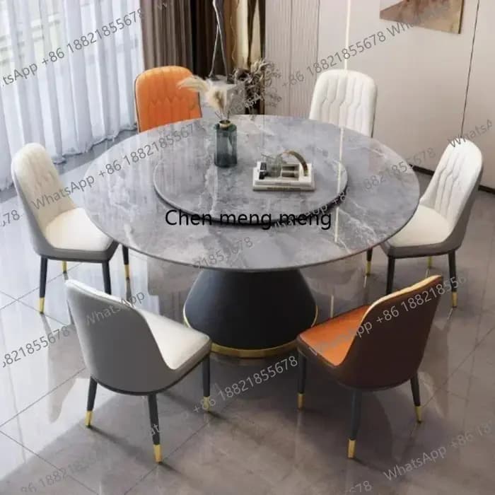 A38 Table coulissante ronde Table de luxe en acier inoxydable îles de cuisine Transparent Mesa Comed