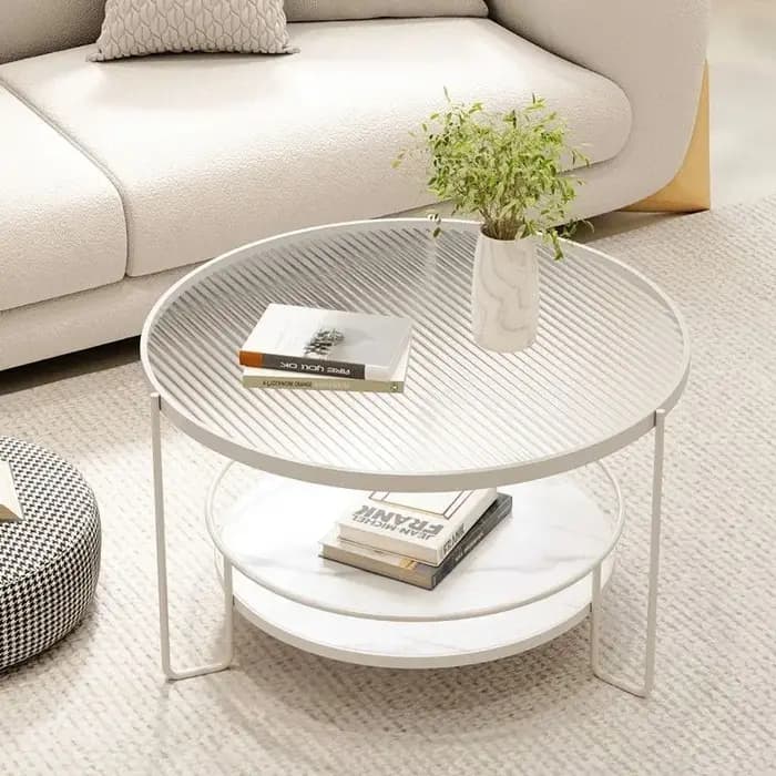 Changhong table basse en verre trempé petit appartement salon rond ménage minimaliste mini