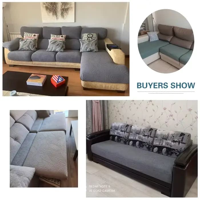 Housse de coussin de siège Jacquard résistant à l'eau imperméable élastique gris