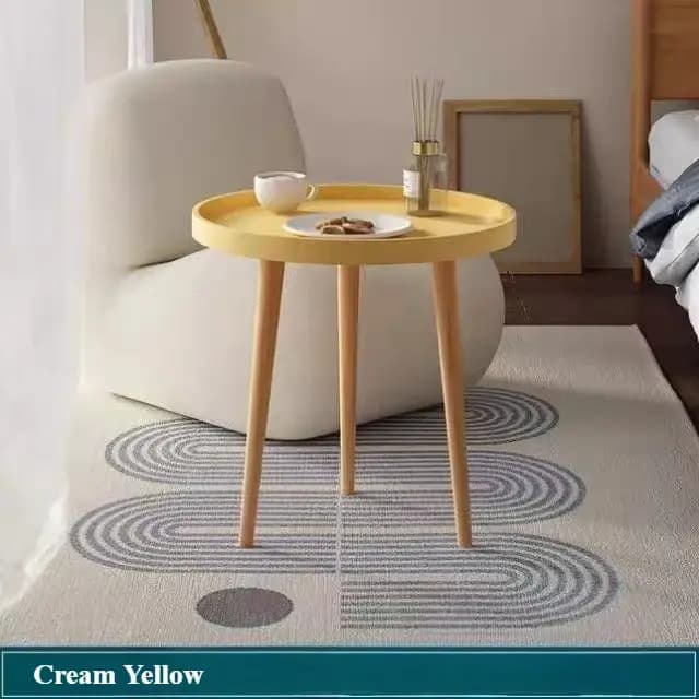 Table basse minimaliste, table ronde de style nordique avec trois pieds en bois, table d'appoint uti